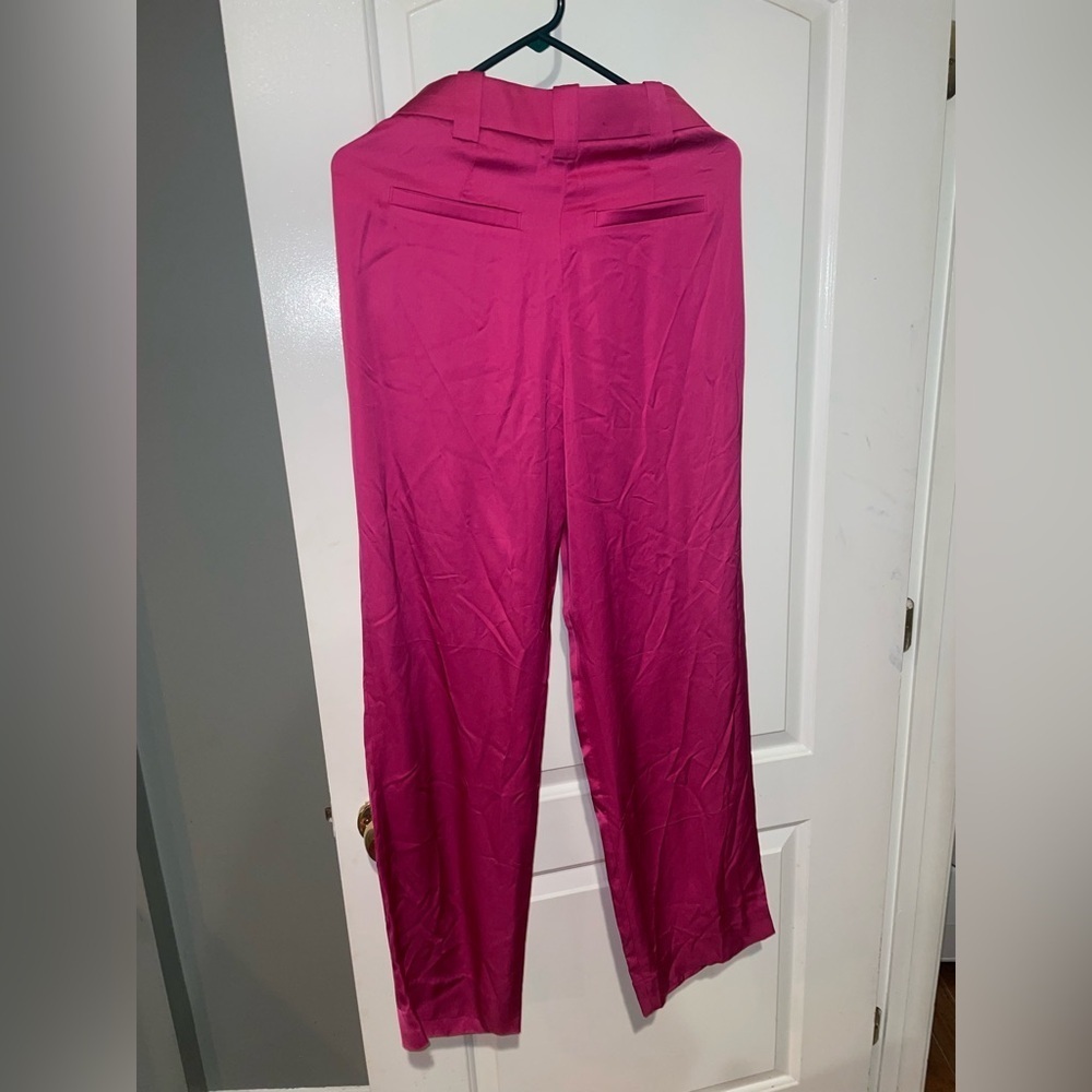 New! A.L.C. Flynn High-Waisted Pleated Trousers 💕 size 0 NWT! Disco Pink 🪩 - Picture 10 of 13